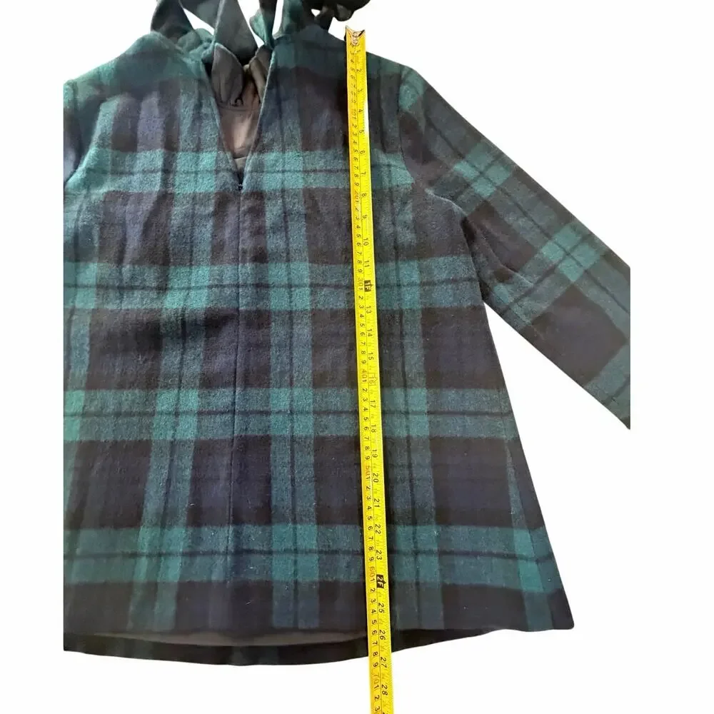 Tuckernuck Blackwatch Plaid Faye Blouse Plaid Wool Ruffle Bow Back Preppy SZ M - Picture 7 of 16